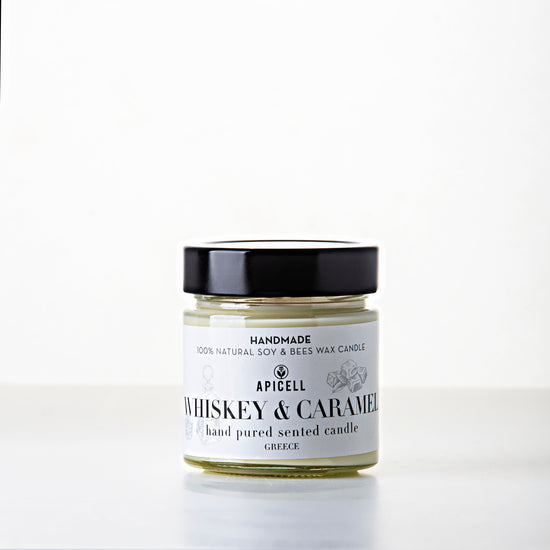 Whiskey Caramel | Soy & Beeswax Candle | Black & White