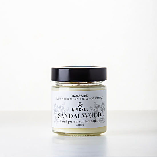 Sandalwood | Soy & Beeswax Candle | Black & White
