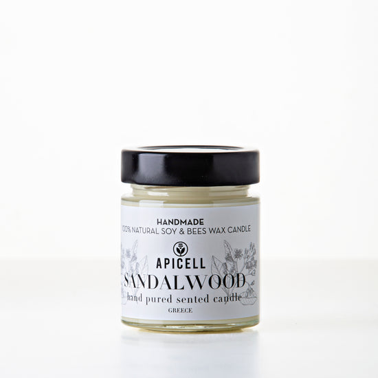 Sandalwood | Soy & Beeswax Candle | Black & White