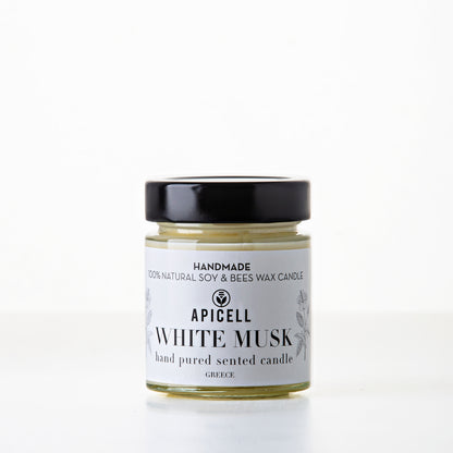 White Musk | Soy & Beeswax Candle | Black & White